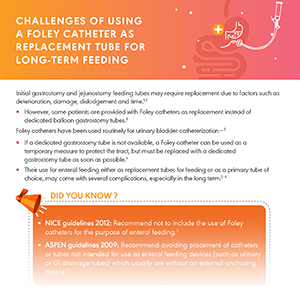 Challenges of using Foley catheter as replacement tube for long-term feeding